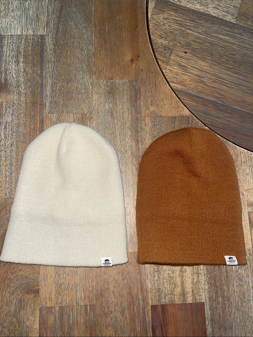 Furtalk Infant Knit Beanie Hat Set Cream Brown Fleece Lined 0-6 Months